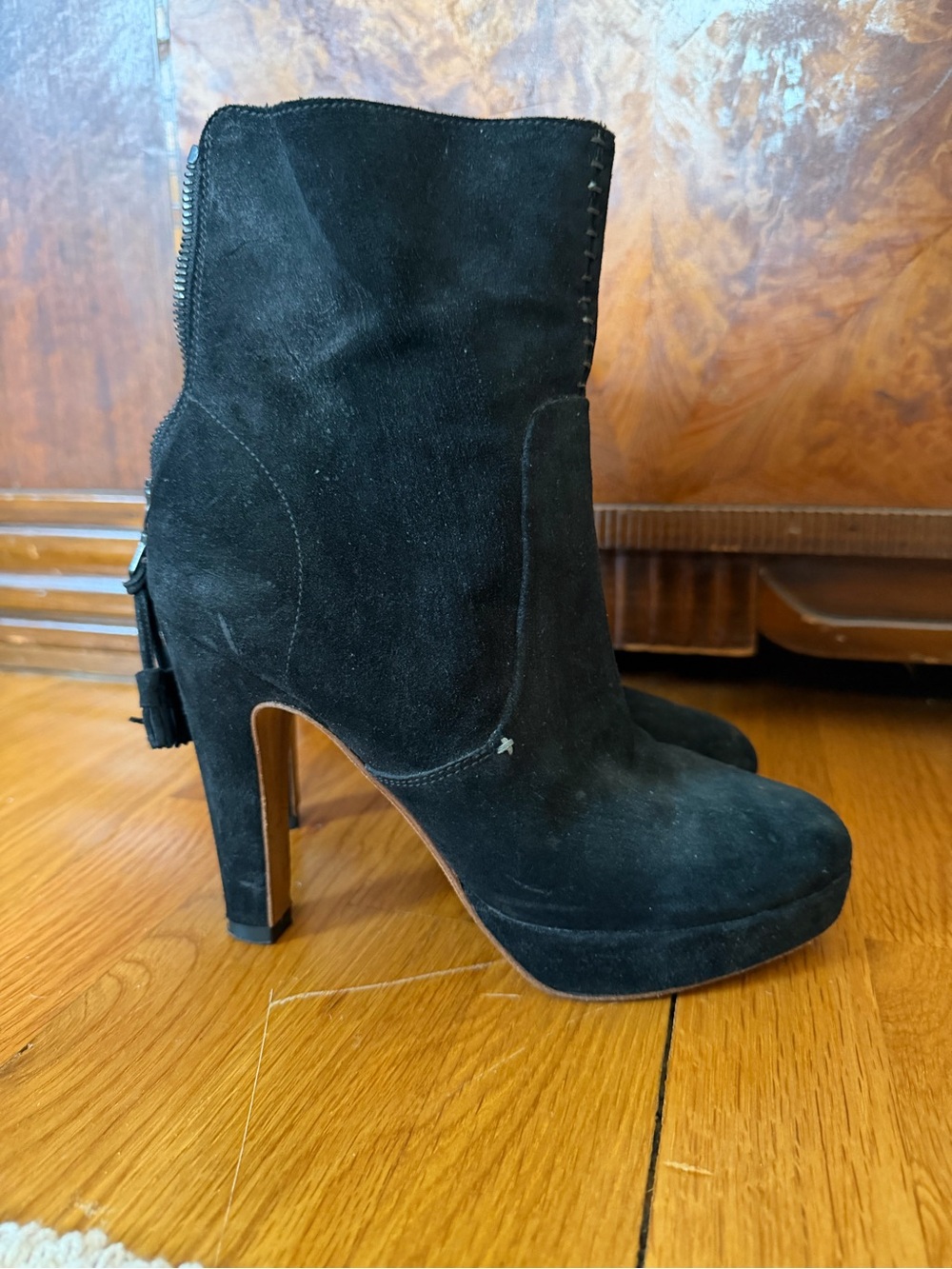 Rag and Bone Black Suede platform High-Heel Ankle Boots size 7